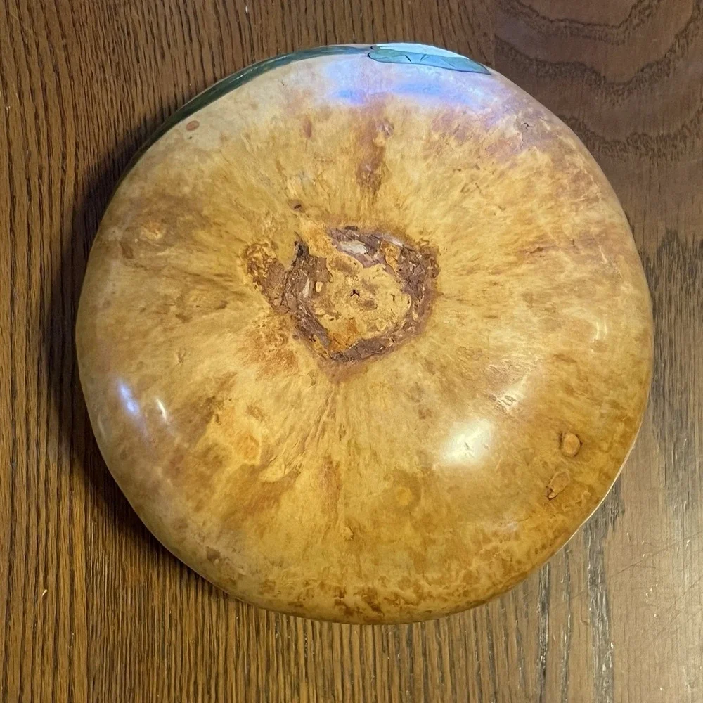 Vintage Hand Painted Carved Gourd Frog Lily Pad Art‎ Natural Decorative Dish